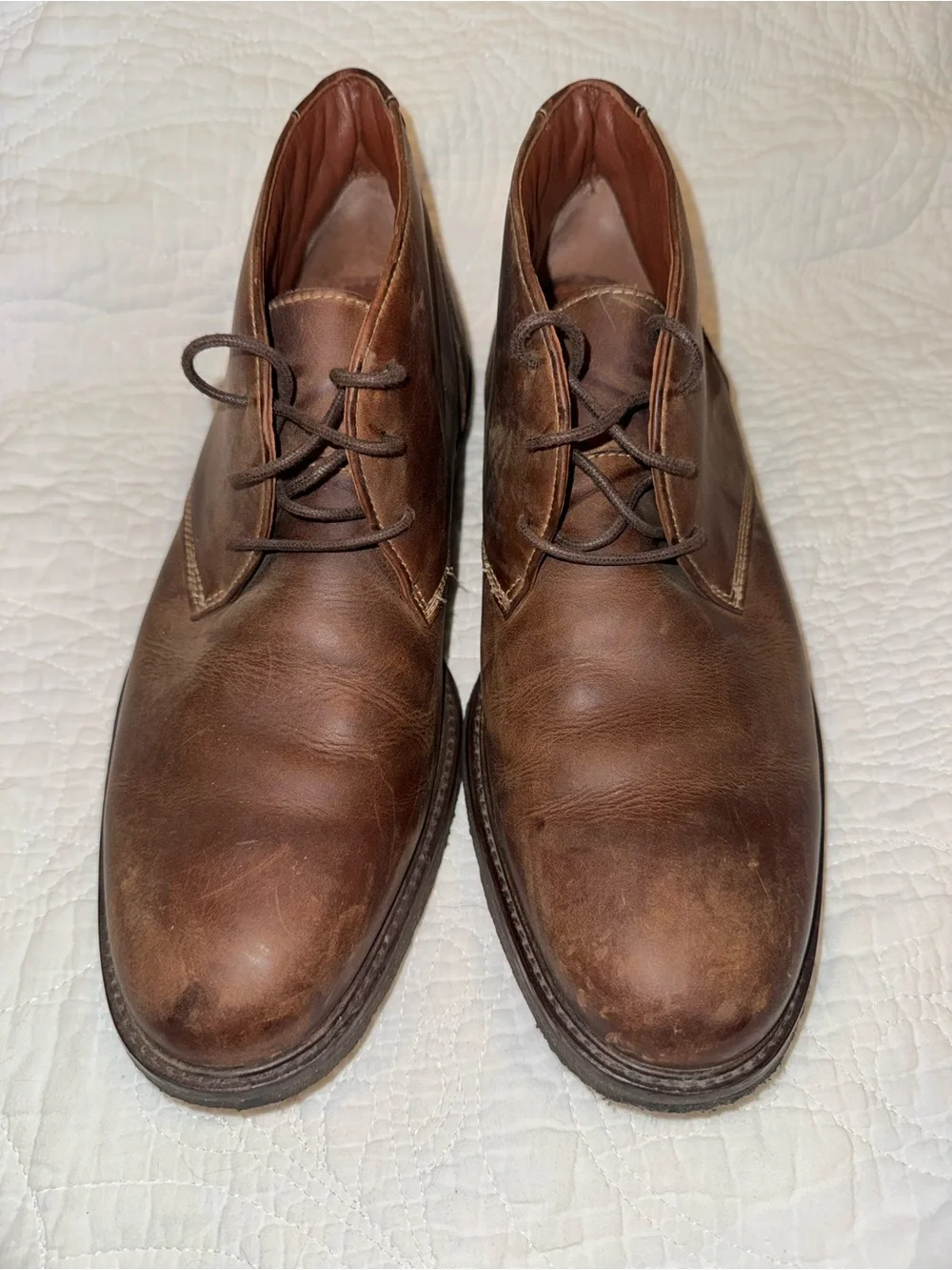 Johnston & Murphy Brown Leather Chukka Boots Sheepskin Lined Men’s 10M
